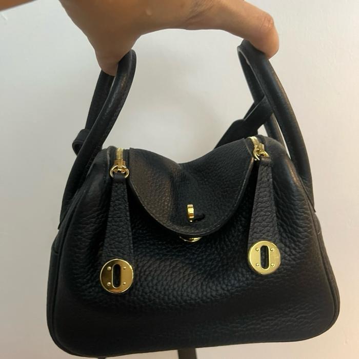 Hermes mini lindy black preloved Selempang Wanita Hitam Kulit