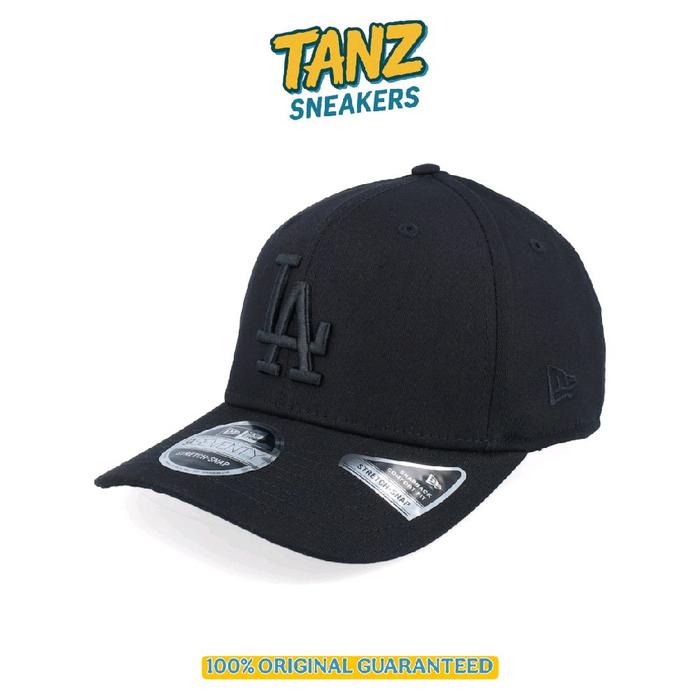 TOPI NEW ERA CAP 9FORTY LA DODGERS STRETCH SNAP BLACK ORIGINAL RESMI BNIP