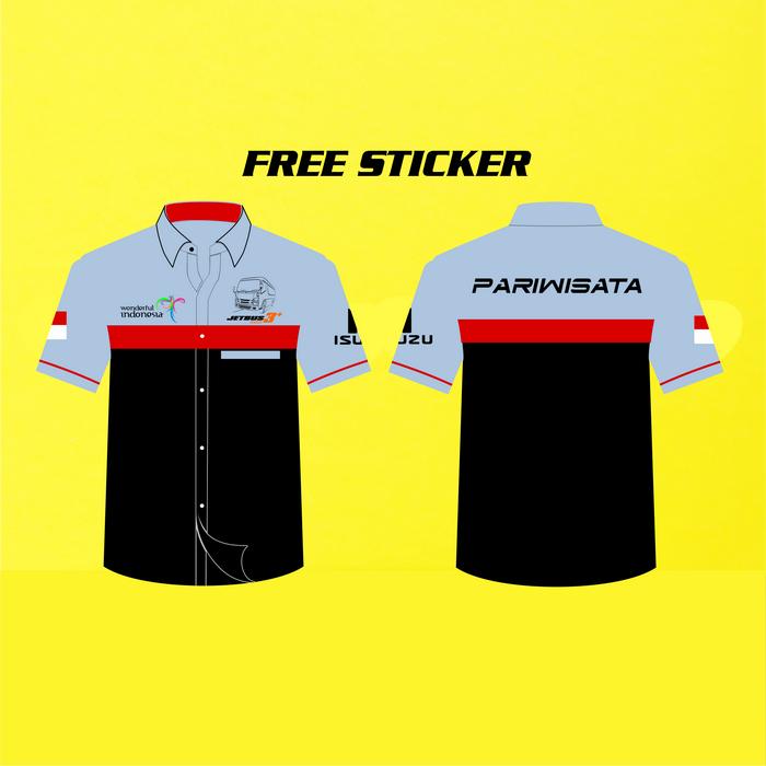 Kemeja Hem Driver Bus Mania Elf Giga Jetbus 3 MC Katun Pria Baju