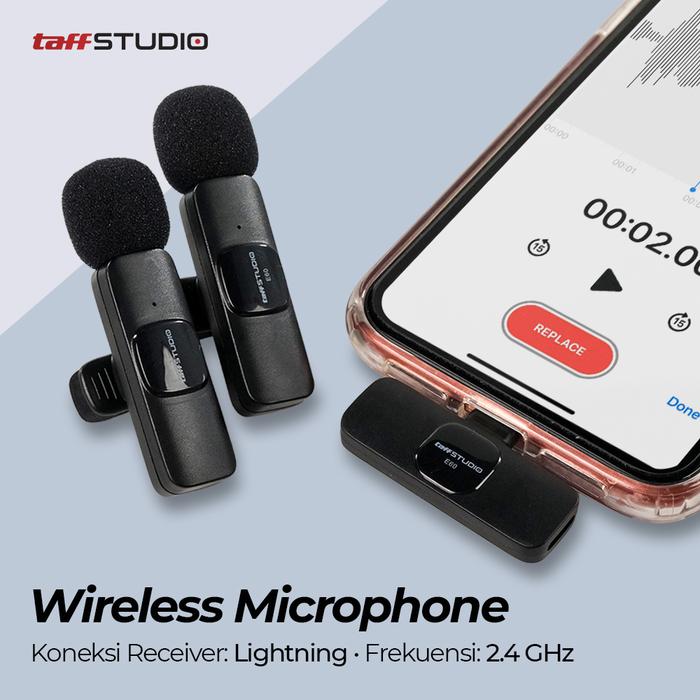 Cahaya Bundaran | Mic Wireless 2.4G Lavalier Microphone | Mic Lavalier Microphone Vlog Lightning | M