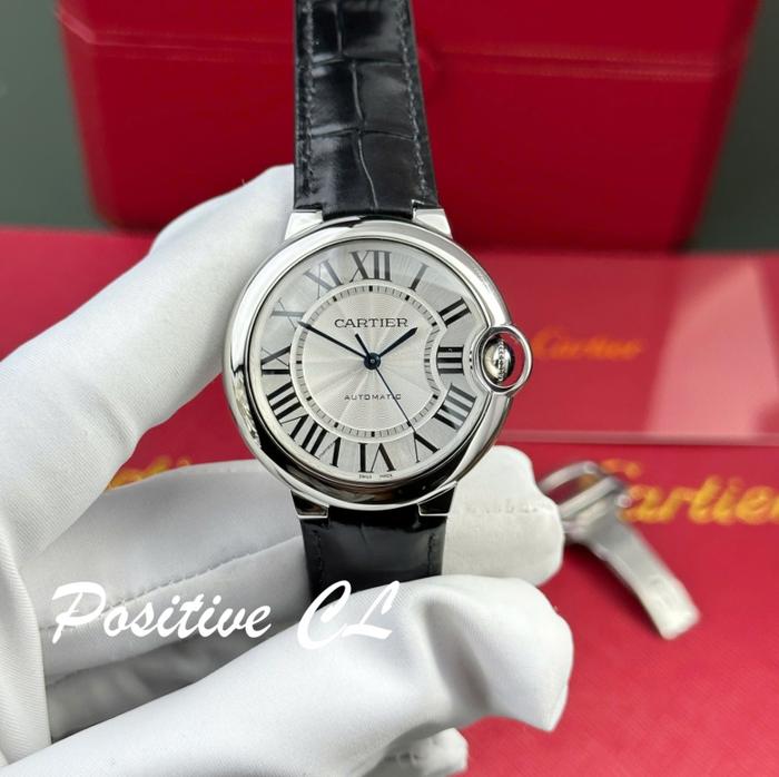 CartierBallon Bleu Knock Off Watches Women White Dial Leather Strap AF Factory 33mm