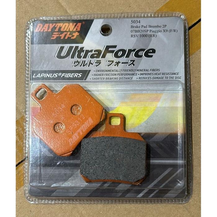 KAMPAS REM DAYTONA DISKPAD DISCPAD FIBERS 2 PISTON BESAR UNTUK KALIPER BREMBO 5034 P2.34 / KALIPER K