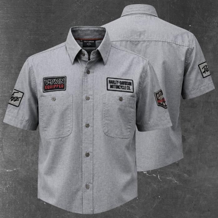Kemeja HrleyDdavidson TwoTone VTwin Patch 093