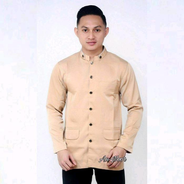 jasko polos koko pria dewasa lengan panjang jasko murah elegan seragam hadroh Baju Muslim Putih Hita