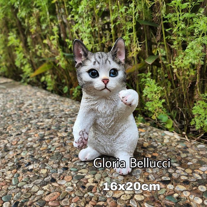 patung pajangan miniatur kucing berdiri besar persia anggora dekorasi hiasan kebun taman kolam