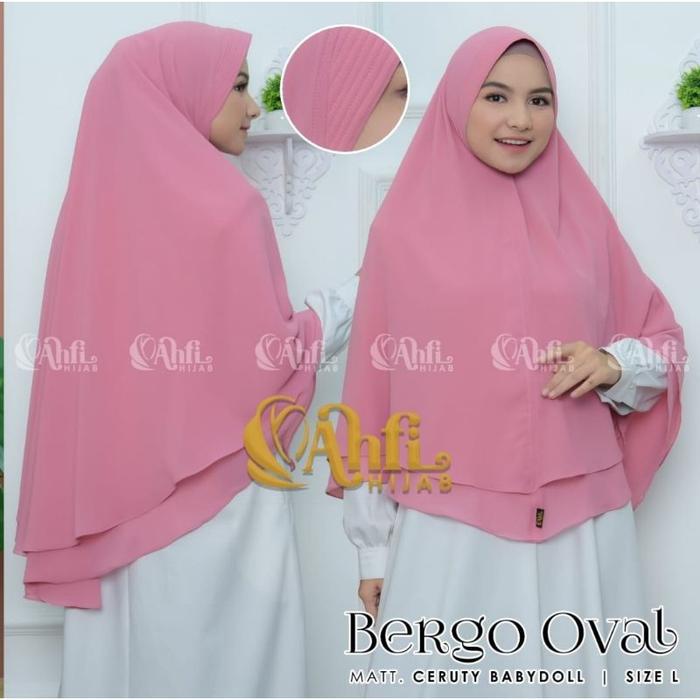HIJAB KHIMAR CERUTY BABYDOLL/BERGO OVAL LINGKAR SIZE XL LINGKAR AHFI