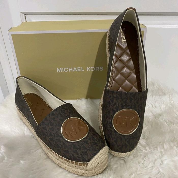sepatu wanita mk aubrey espadrille brown in