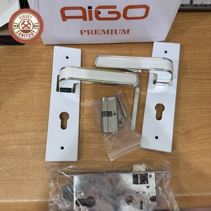 Kunci Pintu TANGGUNG PUTIH AIGO / Handle Pintu Medium White Series