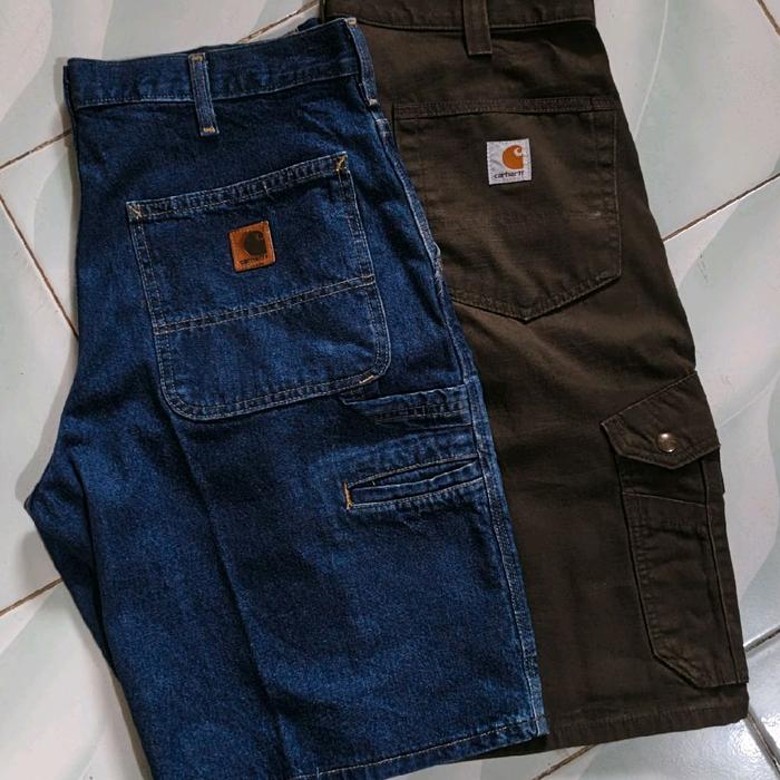 celana pendek Carhartt denim dan kanvas carpenter