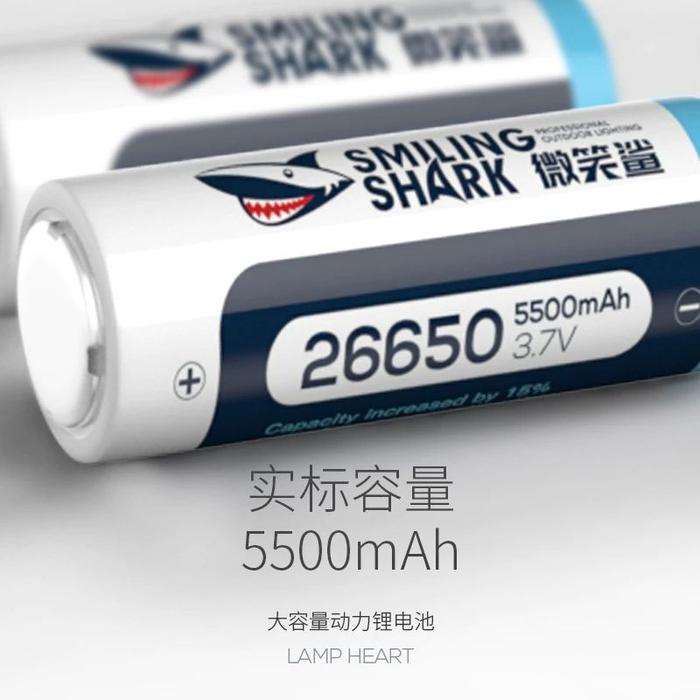 BATERAI/BATTERY SMILING SHARK LITHIUM-ION 26650 DAN 18650 - RECHARGEABLE - ORIGINAL