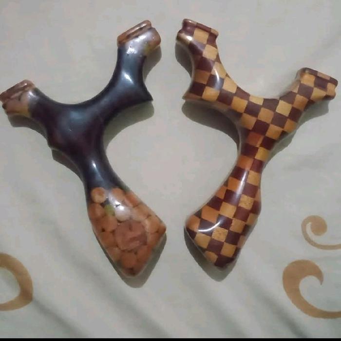 Ketapel Laminasi Motif Kotak-Kotak & Kayu Natural Desain Unik Cocok untuk Hobi Anda Tampilan Menarik