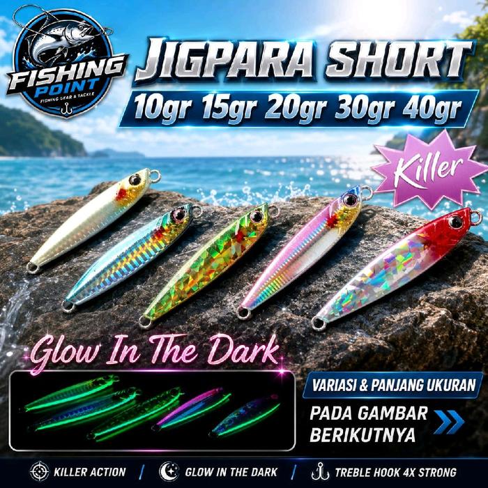 UMPAN METAL JIG JIGPARA SHORT 7GR - 40GR GLOW IN THE DARK PERUT HIJAU [UMMJ19]