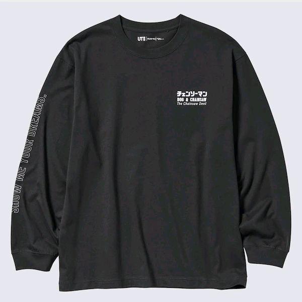 Crewneck Chainsaw Man × Kosuke Kawamura UT Lengan Panjang Kode 02 - Hitam