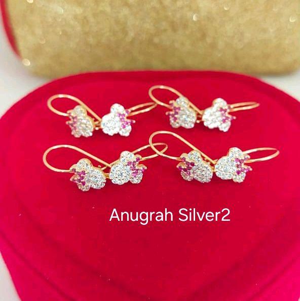 Anting anak modal kait MICKEY MOUSE mata putih + pink warna rose gold lapisan mas kuning murni 24k.