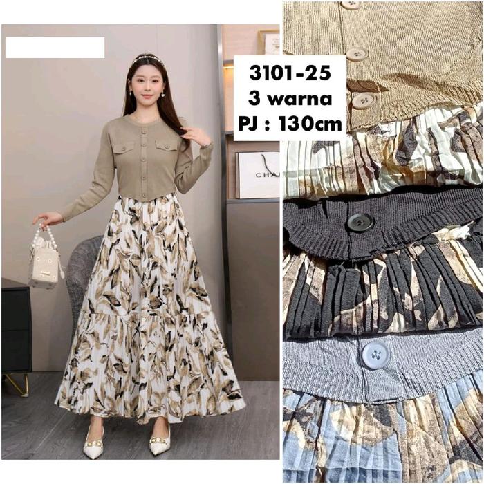 gamis yuna plisket import Dress Wanita Lebaran Remaja