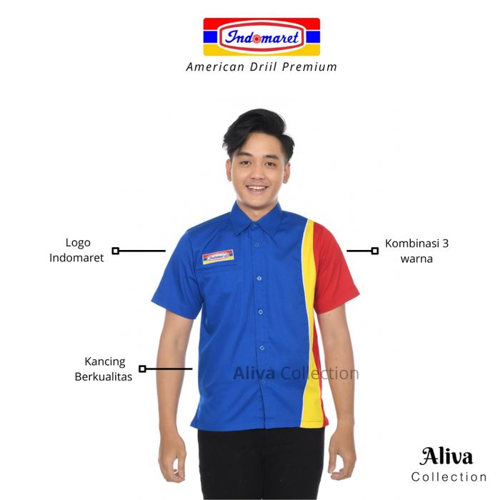 Seragam Kerja Indomaret/ Atasan Kemeja Indomaret Pria Wanita | Baju Seragam Indomaret Dewasa