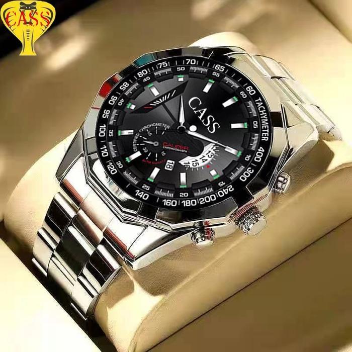 CASS Jam Tangan Pria Fashion Pria Asli Non -mekanis Non -mekanis Noda Luminous New Calendar Baja