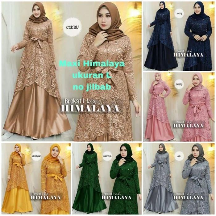 Maxi Himalaya Full Brukat/ Gamis Kondangan/Ukuran/ L/ Gamis Wanita/ Gamis Muslimah