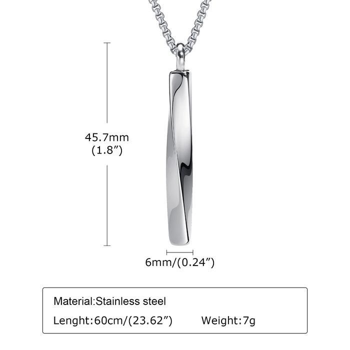 Ashes Urn Necklaces for Men,Waterproof Stainless Steel Mobius Vertical Bar Pendant Collar with Funne