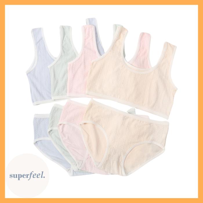 NEW SATU SET MINISET ANAK BAHAN KATUN ADEM LEMBUT ANTI GATAL CELANA DALAM DAN BRA CD KOLOR BH REMAJA