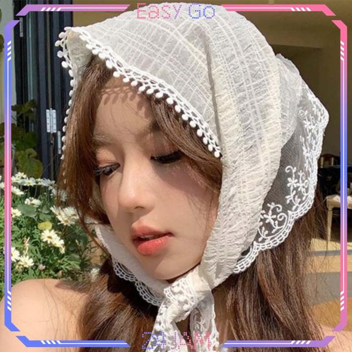 Lace Scarf Syal Renda Wanita Korea Syal Segitiga Ins Gaya Syal Renda Wanita Kain Renda Ikat Kepala