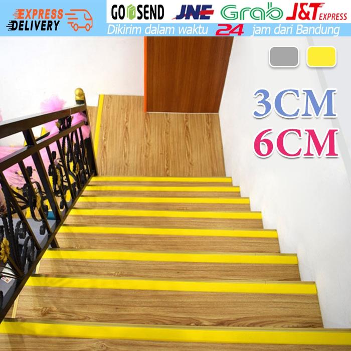 100cm Lis Tangga Pengaman Bentuk Lurus Lebar 3/6 cm Dengan Doubletape Kuat Anti Slip Karet Tangga