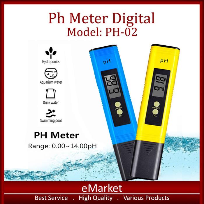 Ph Meter Digital PH-02 / Alat Ukur Keasaman Air / Hidroponik / Akuarium Kolam Renang