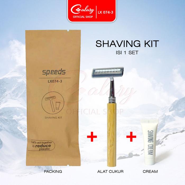 SPEEDS Shaving Kit Hotel 3 Jenggot Kumis Mata Pisau Cukur Shaving Cream Alat Cukur Praktis 074-3
