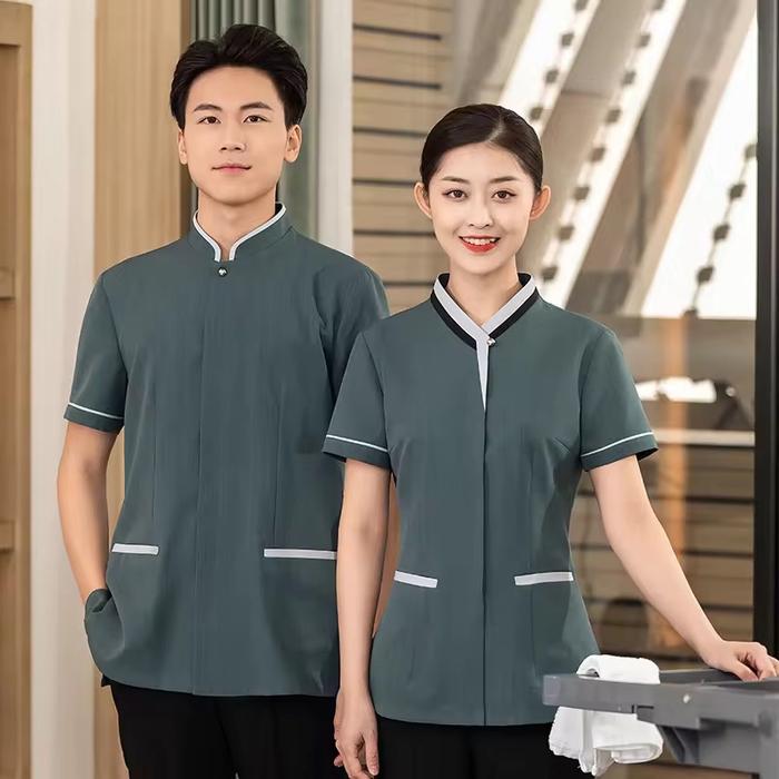 Housekeeping uniform custom kemeja seragam kerja baju shanghai chinese uniform style sks collection 