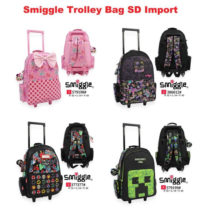 PREMIUM Smiggle Backpack Trolley SD Unicorn Tas Troli Dorong mini minecraft