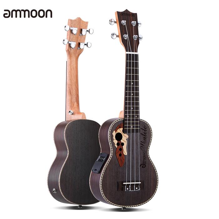ammoon 21 Inch Ukulele Rosewood Wood Ukelele Uke & EQ Stringed