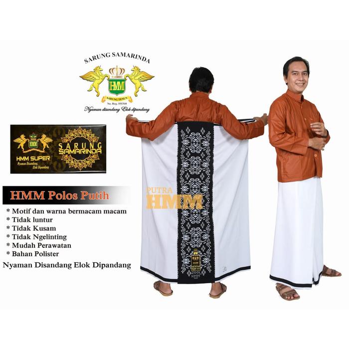 SARUNG HMM POLOS PUTIH Sarung Samarinda HMM Putih Polos terbaru COD