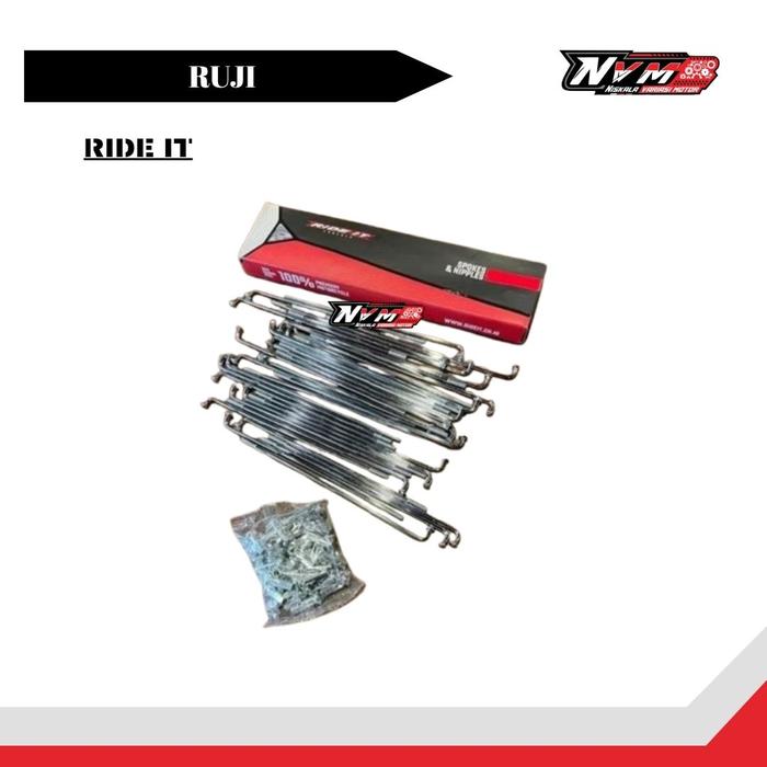 RIDE IT Ruji Jari-Jari Stainless Chrome Isi 2 untuk Ring 17 cocok untuk KLX, WR, CRF