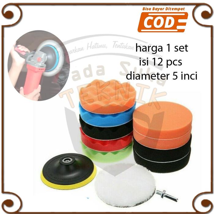 Mata Gerinda Foam Busa Pemoles Pengkilap Gosok Body Motor/Mobil Poles 12 Pcs