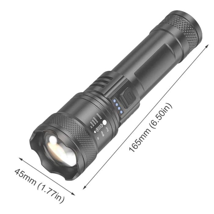 【COD】Senter LED Super Terang 10000 Lumens Jarak Jauh Ringan Tahan Air IPX4 Zoom USB Rechargeable Sen