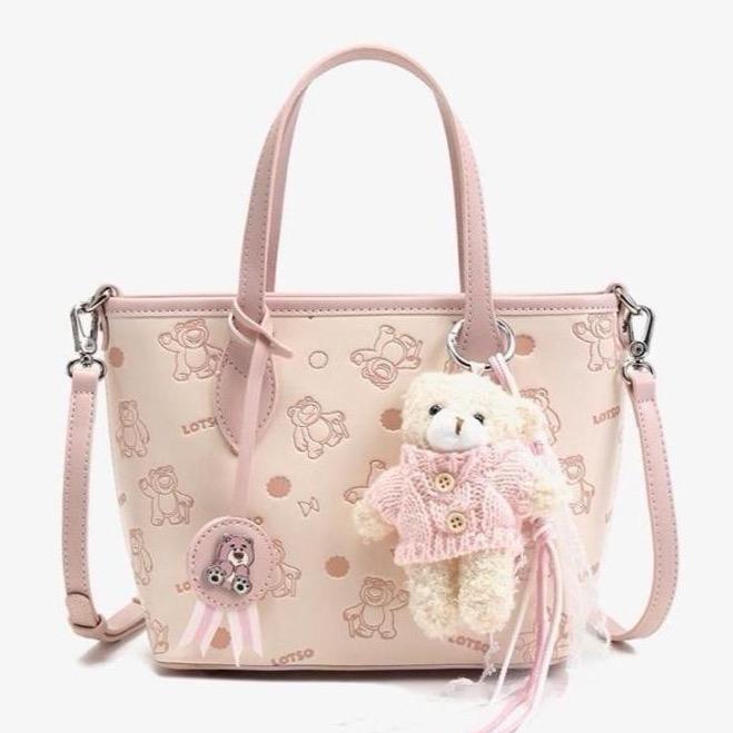 Tas Selempang Wanita  Pink Disney Lotso Tote Bag / Handbag  Original Disney Free Box & Gantungan Bon