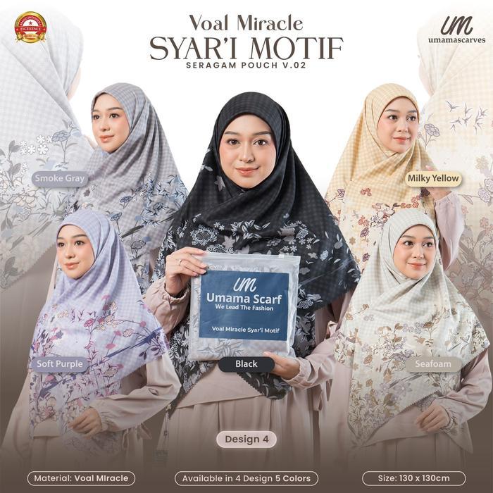 Umama SYAR'i MOTIF HIJAB JUMBO Voal Syari KEMASAN Pouch LOGO UM 130x130cm KERUDUNG SEGI EMPAT
