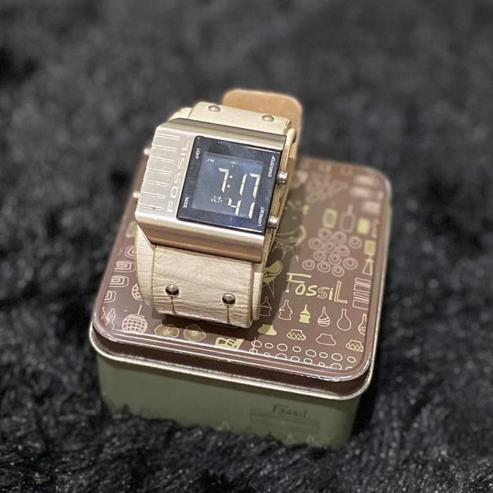 Fossil Gabban JR9681 Jam Tangan Original America Ori USA Autentic Arloji Kulit Leather Digital Pria 