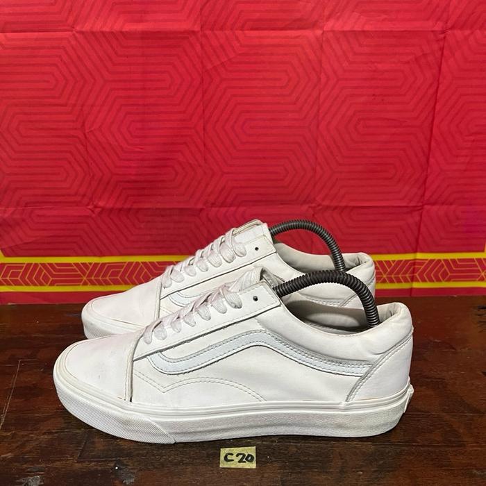 Sepatu second ori vans old skool leather white size 40