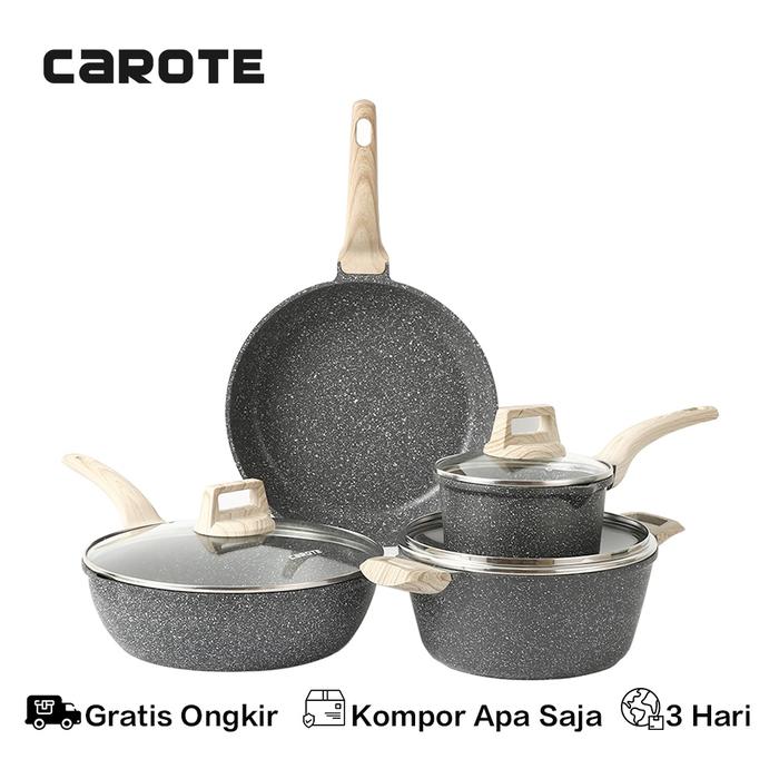 SIAPKIRIM CAROTE Essential y Antilengket Peralatan Masak 7PCS Peralatan Dapur Cocok Untuk Semua Komp