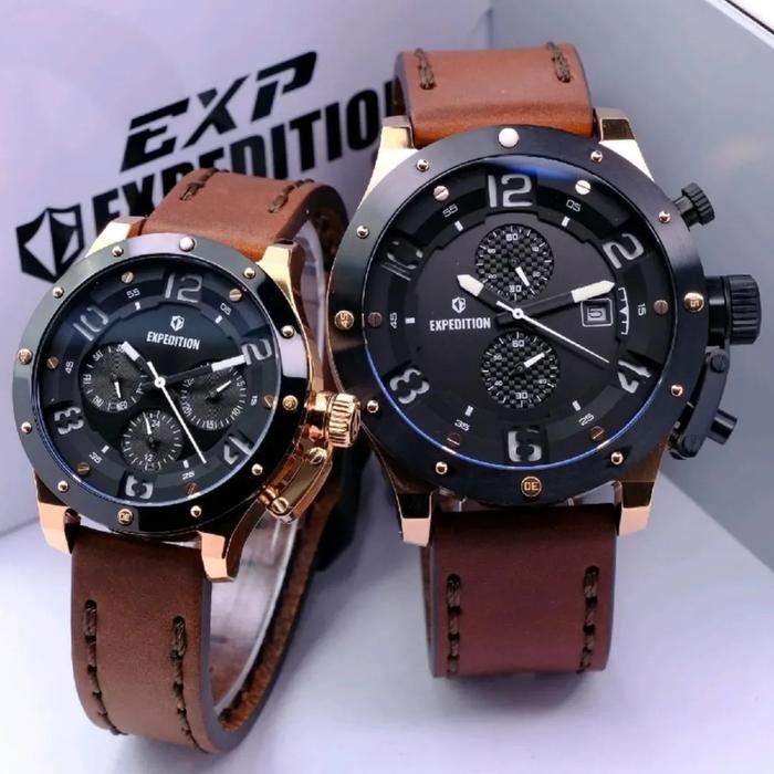 Expedition Jam Tangan Couple E 6381 EXP 6381 Original Garansi Resmi 1 Tahun Stainless Steel Case & B