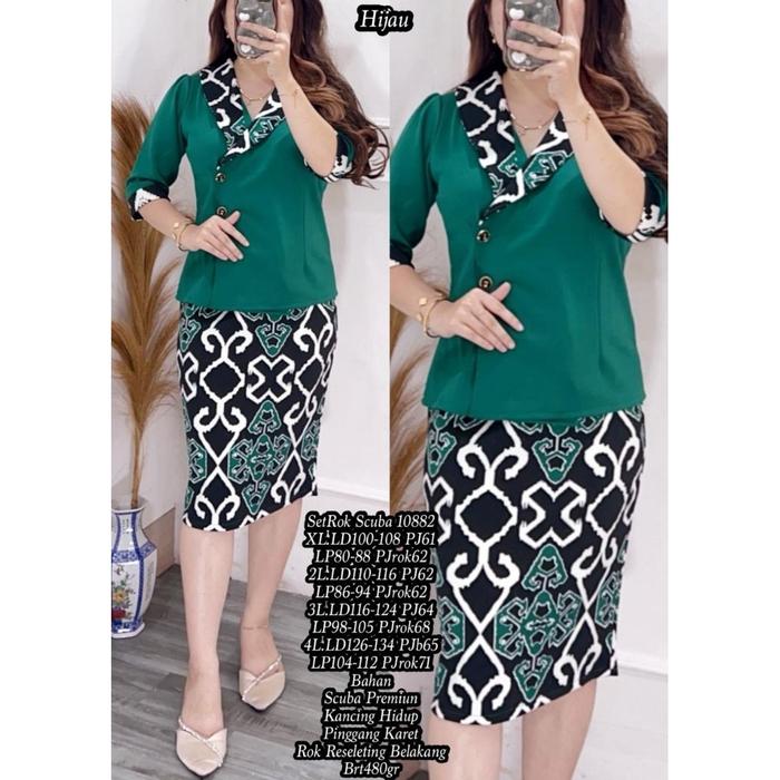 FER 10882 SET ROK SCUBA WANITA PREMIUM / SET ROK BATIK / SETELAN GEREJA / READY / REALPICT MURAH