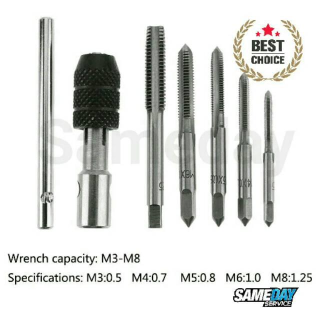 Hand Tap Set M3-M8 plus Gagang - Handtap Membuat Drat