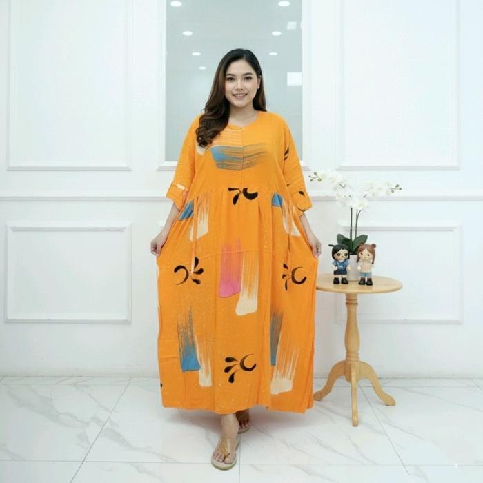 DASTER BATIK JUMBO LD 140 DRESS MAURA TERBARU RESLETING DEPAN BAHAN RAYON PREMIUM BUMIL BUSUI Nyaman