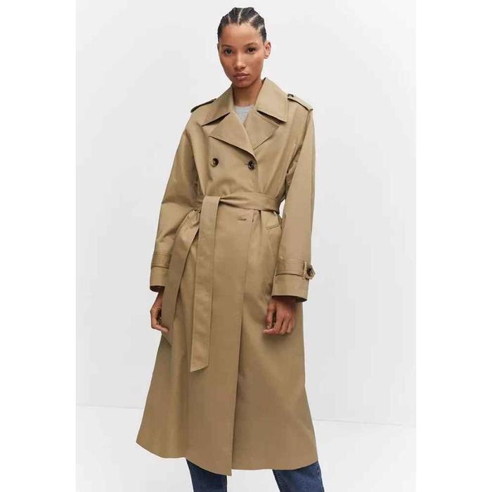 Baju Coat Wanita Mango Double-Button Trench Coat
