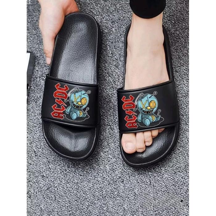 SANDAL SELOP KARET PRIA/WANITA TRENDY UNISEX TERBARU AC*DC-SOL KARET LENTUR-UPPER FULL LAPIS BUSA-NY