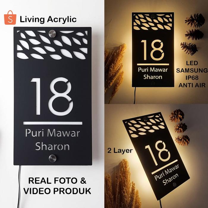 PREMIUM (READY) terjamin Nomor Rumah LED Acrylic Hiasan Teras Rumah Akrilik terlaris