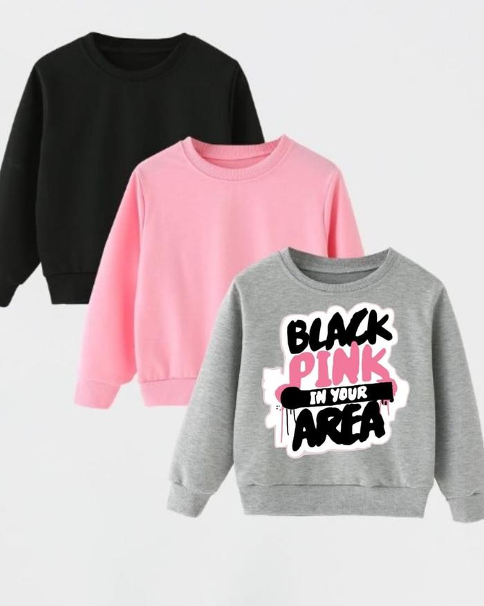 Baju Sweater Anak Fleece BLACK PING AREA Cocok untuk Cowok dan Cewek Usia 1-12 Tahun Fashion anak-an