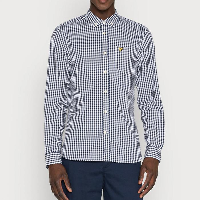 Lyle and Scott Long Sleeve Gingham Shirt Navy Original