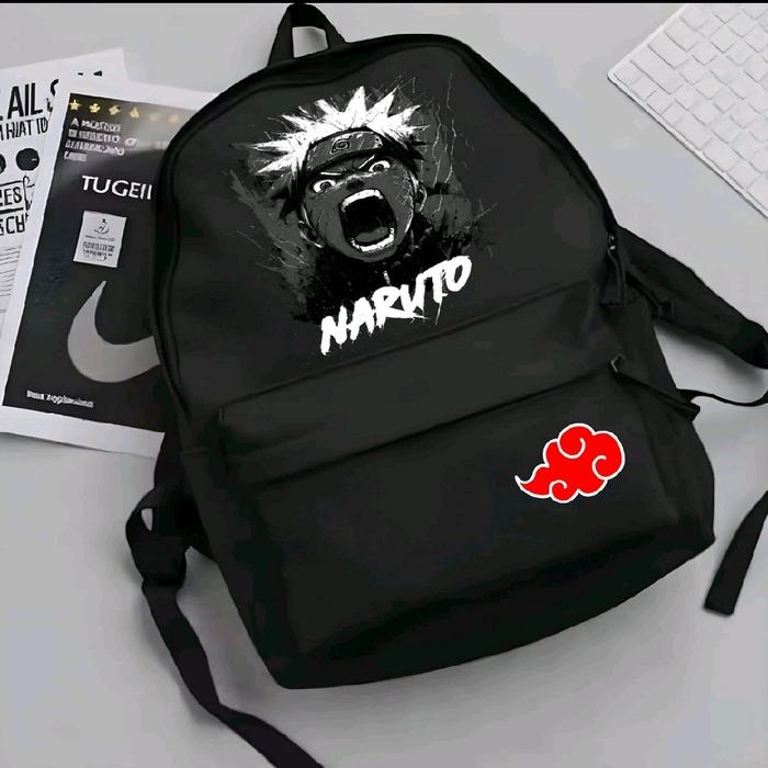 Tas SE Naruto Hitam dengan Desain Karakter dan Logo Akatsuki